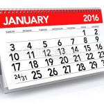 January 2016 Calendar. Isolated on White Background. 3D Rendering